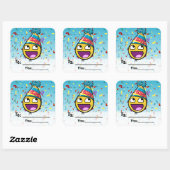 素晴らし顔の誕生日の現在のシール スクエアシール (シート)