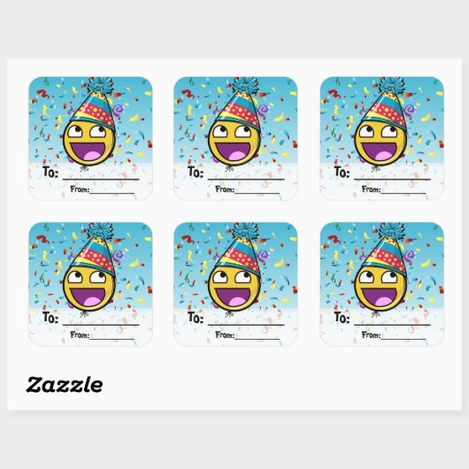 素晴らし顔の誕生日の現在のシール スクエアシール (シート)