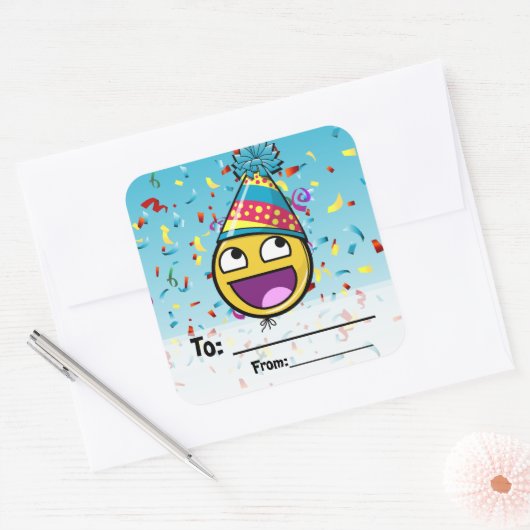 素晴らし顔の誕生日の現在のシール スクエアシール (封筒)