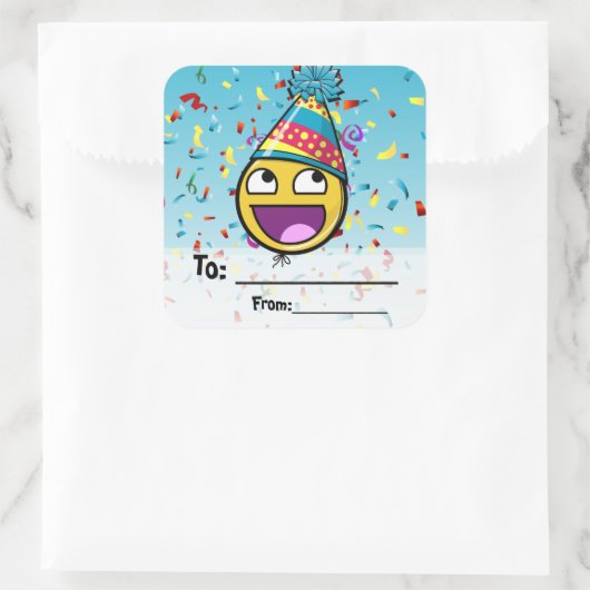 素晴らし顔の誕生日の現在のシール スクエアシール (バッグ)