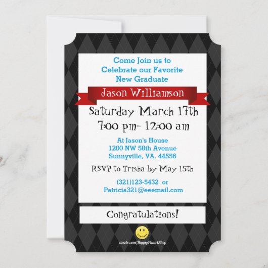 素晴らし顔我々の大学院お気に入りの招待状 招待状 (裏面)