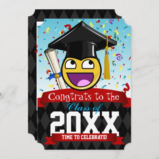 素晴らし顔我々の大学院お気に入りの招待状 招待状 (正面/裏面)