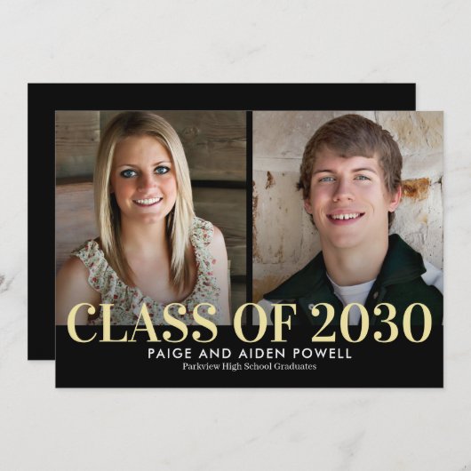 素晴らし1年編集可能カラー卒業招待状 案内状 (正面/裏面)