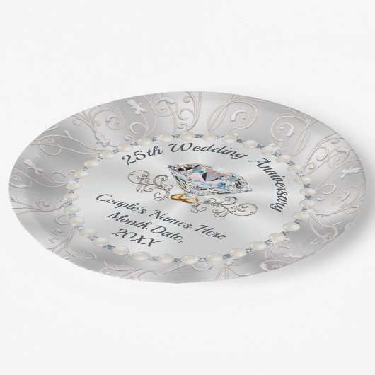 素晴らし25日結婚記念紙プレート ペーパープレート (アングル)