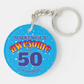 素晴らし50ライトブルー誕生日 キーホルダー (裏面)