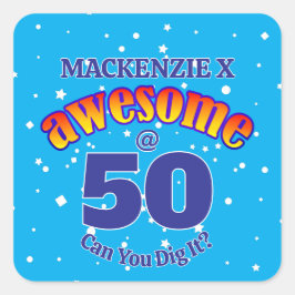 素晴らし50ライトブルー誕生日 スクエアシール