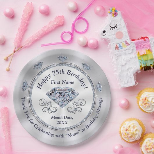 素晴らし75パーソナライズされた番目の誕生日プレート ペーパープレート (パーティー)