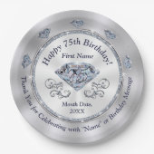 素晴らし75パーソナライズされた番目の誕生日プレート ペーパープレート (正面)