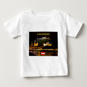素晴らし!ザルツブルク国旗を持つオーストリア ベビーTシャツ