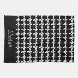 素晴らし, ミニマル，白黒のチェーンパターン キッチンタオル