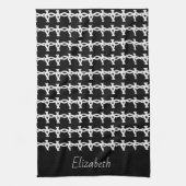 素晴らし, ミニマル,白黒のチェーンパターン キッチンタオル (縦)