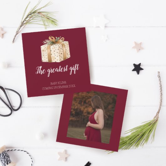 素晴らしGift Winter Photo Pregnancy Announcement 案内状