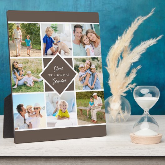 素晴らしGrandad We Love You 8 Photo Collage Brown フォトプラーク (側面)