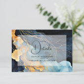 素晴らしIndigo Blueおよび金ゴールド抽象芸術 エンクロージャーカード (スタンド正面)