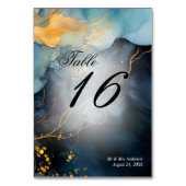 素晴らしIndigo Blueおよび金ゴールド抽象芸術 テーブルナンバー (裏面)