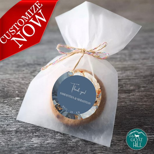 素晴らしIndigo Blueおよび金ゴールド抽象芸術 ラウンドシール