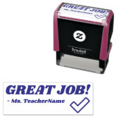 「素晴らしJOB!」 +学校先生名ゴム印 セルフインキングスタンプ (インサイチュ)
