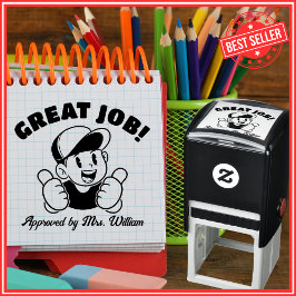 素晴らしJob Cartoon Thumbs Up勇気付けられる先生 セルフインキングスタンプ