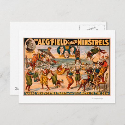 素晴らしMinstrels -ビーチのピエロの束 ポストカード (正面/裏面)