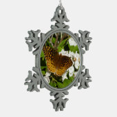 素晴らしMountain LaurelのSpangled Fritillery スノーフレークピューターオーナメント (左)