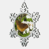 素晴らしMountain LaurelのSpangled Fritillery スノーフレークピューターオーナメント (右)