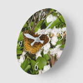 素晴らしMountain LaurelのSpangled Fritillery ラウンド壁時計 (傾斜)