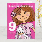 素晴らしNiece Garlの9番目の誕生日カードピンク カード (黄色い花)