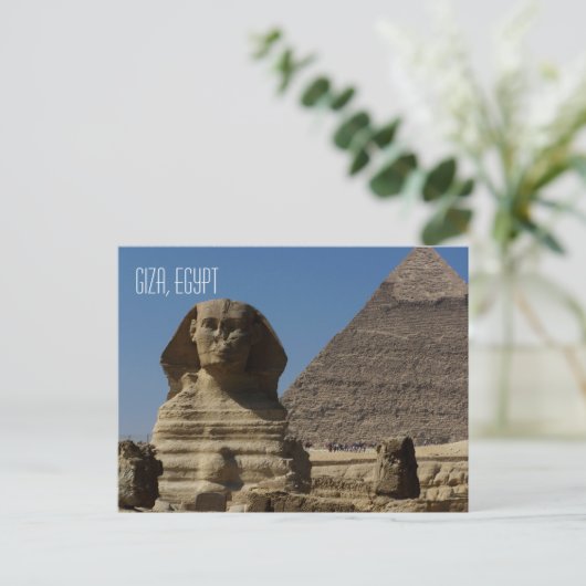 素晴らしSphinx像Giza Cairoエジプト旅行 ポストカード (スタンド正面)