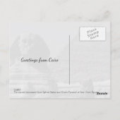 素晴らしSphinx像Giza Cairoエジプト旅行 ポストカード (裏面)