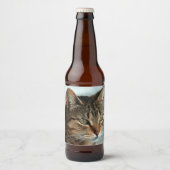 素晴らしTabby Catクローズアップ芸術的ポートレート ビールラベル (正面)