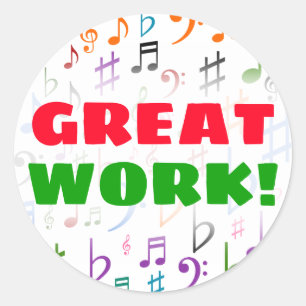 素晴らしWORK!;多くの音楽カラフルノートとシンボル ラウンドシール