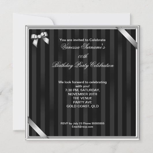 素晴らエレガントしいシャンデリア銀黒写真 招待状 (裏面)