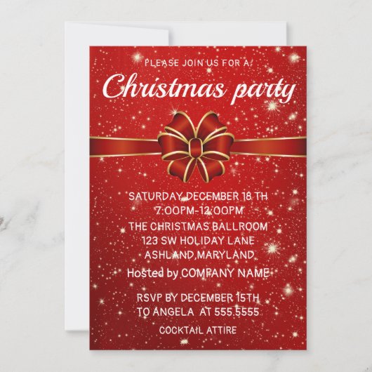 素晴らエレガントしいレッドシャイン・クリスマス招待状 招待状 (正面)