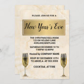 素晴らエレガントしい金ゴールド新年招待状 招待状 (正面/裏面)