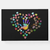 素晴らカラフルしい指紋ツリー写真ハート ゲストブック (裏面)