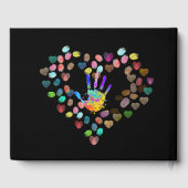 素晴らカラフルしい指紋ツリー写真ハート ゲストブック (裏面)