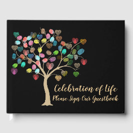 素晴らカラフルしい指紋ツリー写真ハート ゲストブック