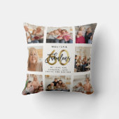 素晴らモダンしい60誕生日のフォトコラージュ金ゴールド クッション (裏面)