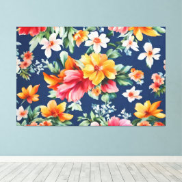 素晴イタリアンらしい夏の明るい花柄 キャンバスプリント