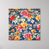 素晴イタリアンらしい夏の明るい花柄 キャンバスプリント (正面)