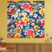 素晴イタリアンらしい夏の明るい花柄 キャンバスプリント (インサイチュ (リビング))