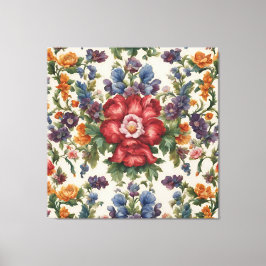 素晴イタリアンらしい夏の明るい花柄 キャンバスプリント
