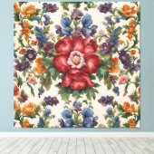 素晴イタリアンらしい夏の明るい花柄 キャンバスプリント (インサイチュ (ウッドフロア))