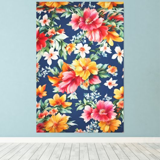 素晴イタリアンらしい夏の明るい花柄 キャンバスプリント (インサイチュ (ウッドフロア))