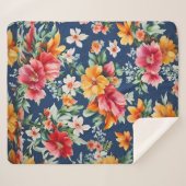 素晴イタリアンらしい夏の明るい花柄 シェルパブランケット (正面(横))