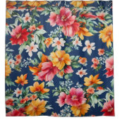 素晴イタリアンらしい夏の明るい花柄 シャワーカーテン (正面)