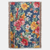 素晴イタリアンらしい夏の明るい花柄 スローブランケット (正面縦)