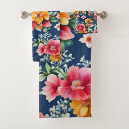 素晴イタリアンらしい夏の明るい花柄 バスタオルセット
