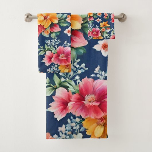 素晴イタリアンらしい夏の明るい花柄 バスタオルセット (インサイチュ)