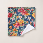 素晴イタリアンらしい夏の明るい花柄 バスタオルセット (ウォッシュタオル)